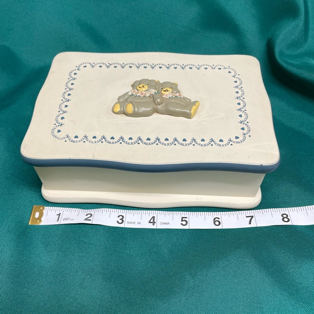 Charming Cream and Blue Keepsake Box